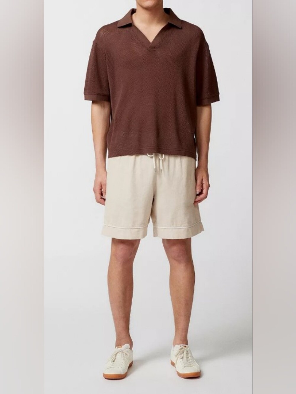 Men's Open Knit Brown Cotton Polo M